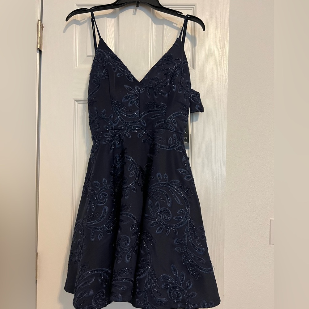 Navy blue party dress. Great for a wedding or a prom!